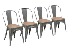 Load image into Gallery viewer, Solid Wood Open Back Dining Side Chairs (Set of 4) - Brown / Gray