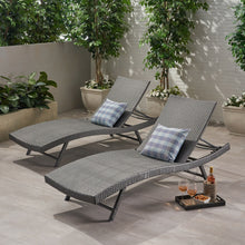 Load image into Gallery viewer, Wicker Chaise With Adjustable Reclining Seats (Set of 2) - Gray