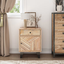Load image into Gallery viewer, Solid Wood Vintage Nightstand With Handcrafted Detailing - Natural