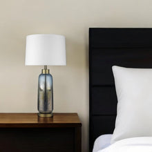 Load image into Gallery viewer, Glass Table Lamp With White Empire Shade - Steel Blue