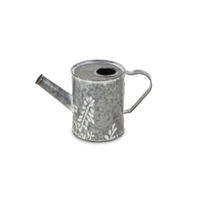 Load image into Gallery viewer, Galvanized Flowers Hand Painted Decorative Watering Can (635818) - Gray / White