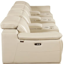 Load image into Gallery viewer, Italian Leather Reclining Metal USB Sofa (720411) - Beige