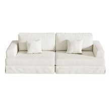 Load image into Gallery viewer, Chenille Modular Stainless Steel Sleeper Sofa With Toss Pillows - White