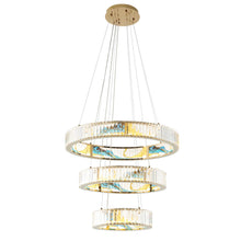 Load image into Gallery viewer, Geometric Three Light Crystal LED Chandelier - Gold / Clear / Blue