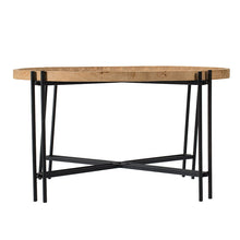 Load image into Gallery viewer, Farmhouse Round Wooden Round Coffee Table With Metal Legs - Black / Brown