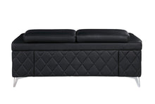 Load image into Gallery viewer, Metallic Leather Loveseat - Black / Silver