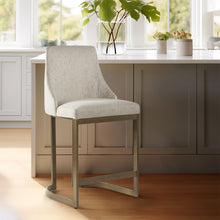 Load image into Gallery viewer, Upholstered Counter Stool With Metal Base - Cream