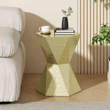 Load image into Gallery viewer, Modern Hexagon Side Table With Knockout Pit Texture - Gold