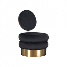 Load image into Gallery viewer, Velvet And Gold Contemporary Barrel Chair - Black