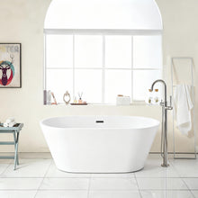 Load image into Gallery viewer, Gloss Freestanding Bathtub With Overflow & Pop Up Drain, Stand Alone Soaking Tub