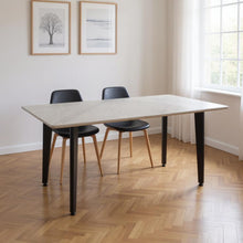Load image into Gallery viewer, 63" Stone And Metal Dining Table - Gray