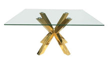 Load image into Gallery viewer, 60" Glass And Metal Cross Leg Base Square Dining Room Table - Clear