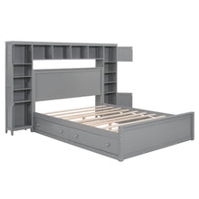 Load image into Gallery viewer, Bed With All In One Cabinet, Shelf And Sockets, Twin Long Trundle