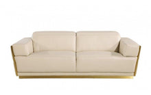 Load image into Gallery viewer, Leather Sofa - Beige / Gold