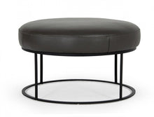 Load image into Gallery viewer, Faux Leather Ottoman - Gray / Black