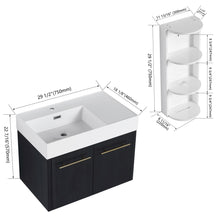 Load image into Gallery viewer, Modern Wall Mounted Bathroom Vanity With Resin Sink And Storage Rack