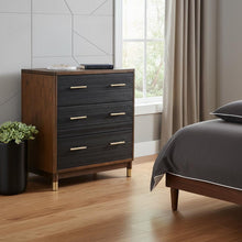 Load image into Gallery viewer, Solid Wood Three Drawer Chest - Brown / Black