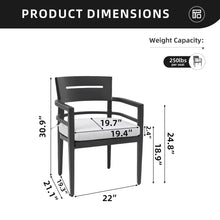 Load image into Gallery viewer, Outdoor Patio Dining Chairs With Outdoor Grade Sunbrella Fabric Cushions, Tapered Feet (Set of 4) - Ember Black