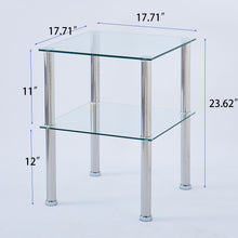 Load image into Gallery viewer, Modern 2 Piece Side Table With Storage Shelf, Tempered Glass, Space Saving Design - Clear