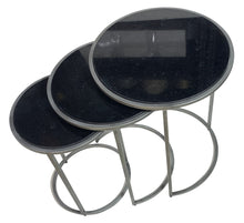 Load image into Gallery viewer, Marble And Iron Round Frame Nested Tables (Set of 3) - Gunmetal