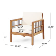 Load image into Gallery viewer, Club Chair With Slat Panel Design - Teak / Beige