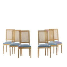 Load image into Gallery viewer, French Country Dining Chair With Rectangular Cane Backrest And Smooth Upholstered Seating