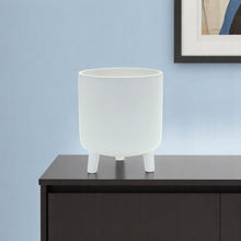 Load image into Gallery viewer, Striped Footed Pot Planter - White
