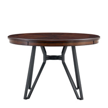 Load image into Gallery viewer, Mid Century Modern Round Dining Table With Metal Legs And Open Shelf