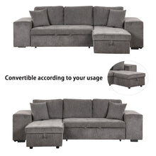 Load image into Gallery viewer, Modern L-Shape 3 Seat Reversible Sectional Couch, Pull Out Sleeper Sofa With Storage Chaise And 2 Stools For Living Room Furniture Set