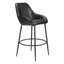 Load image into Gallery viewer, 30" Faux Leather And Steel Bar Height Bar Chairs (Set of 2) - Black