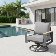 Load image into Gallery viewer, All Weather Swivel Patio Dining Chairs With Cushions - Gray