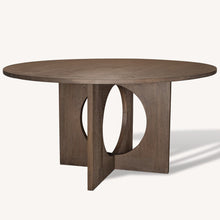 Load image into Gallery viewer, 60" Natural Solid Wood Pedestal Base Round Top Dining Table