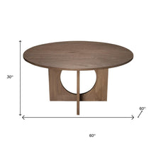 Load image into Gallery viewer, 60" Natural Solid Wood Pedestal Base Round Top Dining Table