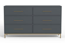 Load image into Gallery viewer, 63" Solid Wood Six Drawer Double Dresser - Dark Gray