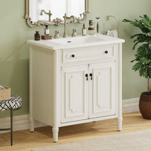 Load image into Gallery viewer, Vintage Bathroom Vanity With Sink, Rustic Cabinet With Soft Close Doors