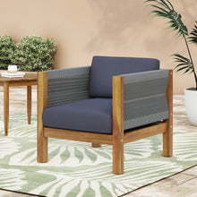 Load image into Gallery viewer, Outdoor Club Chair With Rattan Rope Wave - Dark Gray