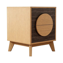 Load image into Gallery viewer, Solid Wood Square Two Drawer Nightstand - Oak / Dark Brown