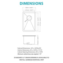 Load image into Gallery viewer, Undermount Steel Kitchen Sink, Deep Single Bowl Basin