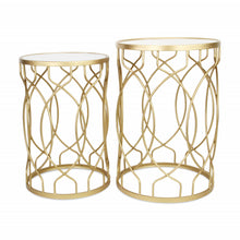 Load image into Gallery viewer, Mirrored And Steel Round Nested Tables (Set of 2) - Gold
