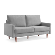 Load image into Gallery viewer, Velvet Sofa With Dark Brown Legs - Gray
