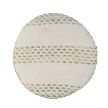 Load image into Gallery viewer, Cotton Blend Round Striped Pouf Ottoman - Ivory And Green