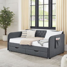 Load image into Gallery viewer, Daybed With Trundle And Storage Drawers, Flat Arms With Pocket
