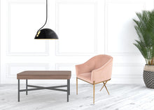 Load image into Gallery viewer, Velvet And Gold Solid Color Arm Chair - Pink