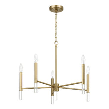Load image into Gallery viewer, Courtyard - 5 Light Candle Chandelier - Clear / Gold