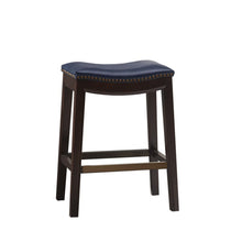 Load image into Gallery viewer, Saddle Counter Stool With Antique Bronze Detailing And High Density Foam - Navy