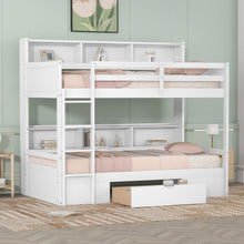 Load image into Gallery viewer, Twin Size Bunk Bed With Built-In Shelves Beside Both Upper And Down Bed And Storage Drawer