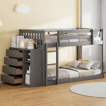 Load image into Gallery viewer, Bunk Bed With 4 Drawers And 3 Shelves