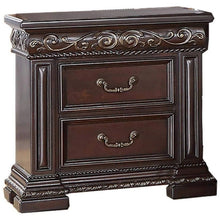 Load image into Gallery viewer, 2 Drawer Nightstand, Carvings Bedside Table, Bedroom Furniture - Cherry