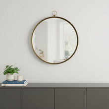 Load image into Gallery viewer, 28" Round Iron Framed Accent Mirror - Gold