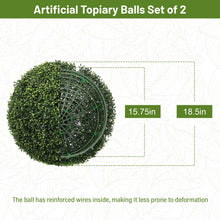 Load image into Gallery viewer, Artificial Topiary Balls, Outdoor Decorative Spheres For Garden (Set of 2) - Green
